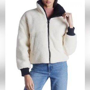 NVLT Off White Berber Cozy Cropped Puffer Zip Front Jacket Coat Size Medium NWT